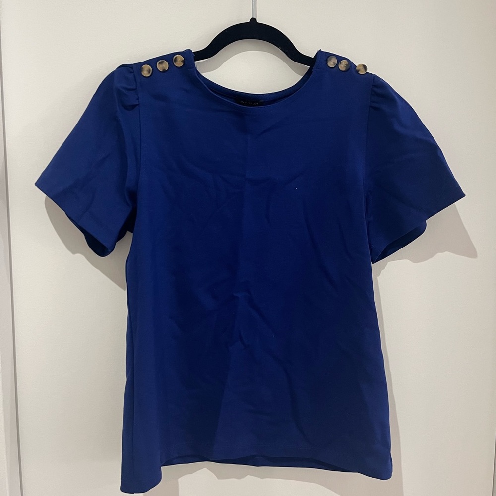 Royal Blue Ann Taylor Top with Button Accents